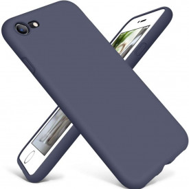 Husa iPhone 7 / iPhone 8, ultra slim silicon, interior din catifea, Bleumarin - Img 3