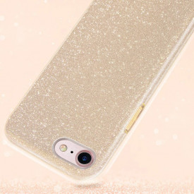 Husa iPhone 8 ultra slim din silicon, cu 3 straturi protective, Fashion, cu sclipici Glitter, Auriu - Img 3