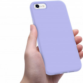 Husa iPhone SE 2, ultra slim silicon, interior din catifea, protectie camera, protectie ecran, Mov Deschis - Img 3