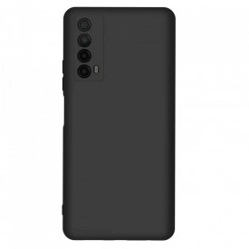 Husa protectie Huawei P Smart 2021, ultra slim, silicon Negru, cu interior de catifea, protectie camera