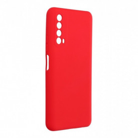 Husa protectie Huawei P Smart 2021, ultra slim, silicon Rosu, cu interior de catifea, protectie camera