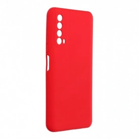Husa protectie Huawei P Smart 2021, ultra slim, silicon Rosu, cu interior de catifea, protectie camera