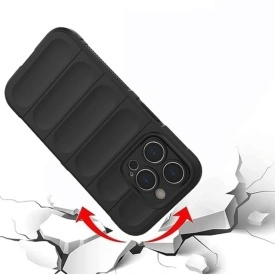 Husa protectie iPhone 14 Pro, Wave style, antisoc, silicon Negru, interior din microfibra, anti-alunecare, protectie camera, protectie ecran - Img 4