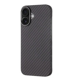 husa iphone 16 din kevlar ultra slim, carbon, negru