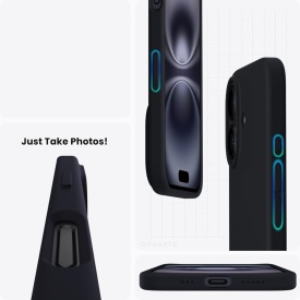 husa iphone 16 neagra catifea la interior si silicon planetphone