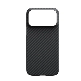 Husa protectie iPhone 17 Pro Max din Kevlar, Fibra de Aramida, stil carbon, ultra slim, Negru