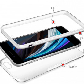 Husa protectie iPhone 7 / 8, Fully PC & Glass 360° (fata + spate), transparenta, ultra slim, Premium Quality - Img 3