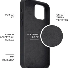husa iphone 15 negru si catifea planetphone