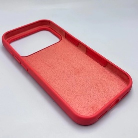 husa iphone 17 pro max rosie din silicon si catifea la interior planetphone