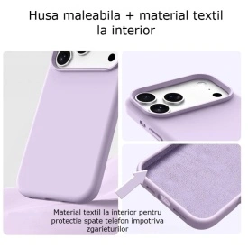 husa iphone 17 pro max mov din silicon si catifea la interior planetphone
