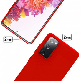 Husa protectie Samsung Galaxy S20 FE, ultra slim, silicon Rosu, cu interior de catifea, protectie camera - Img 3