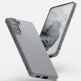 Husa protectie Samsung Galaxy S21 Plus, ultra slim, silicon Gri, cu interior de catifea, protectie camera - Img 4