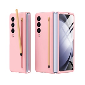 Husa protectie Samsung Galaxy Z Fold 4, cu S-Pen inclus, Slim, Antisoc, Premium Quality, din policarbonat, 2 piese, Roz