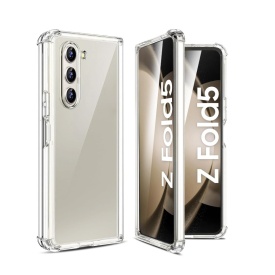 Husa protectie Samsung Galaxy Z Fold 5, Antisoc, Premium Quality, transparenta din silicon si policarbonat, 2 piese