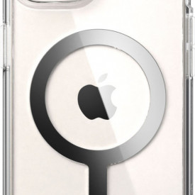 husa iphone 14 magsafe transparenta margini argintiu planetphone