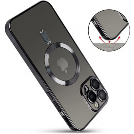 husa iphone 15 pro magsafe transparenta margini negru planetphone