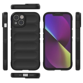 Husa protectie Wave style, compatibila cu iPhone 15, antisoc, silicon Negru, interior din microfibra, anti-alunecare, protectie camera, protectie ecran - Img 3