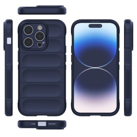 Husa protectie Wave style, compatibila cu iPhone 15 Pro, antisoc, silicon Bleumarin, interior din microfibra, anti-alunecare, protectie camera, protectie ecran - Img 3