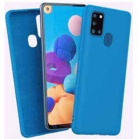 Husa Samsung Galaxy A21s, ultra slim, silicon Albastru, cu interior de catifea, protectie camera - Img 2