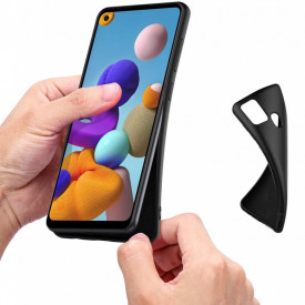 Husa Samsung Galaxy A21s, ultra slim, silicon Negru, cu interior de catifea, protectie camera - Img 3