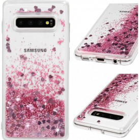 Husa fashion samsung s10 sclipici si apa roz planetphone