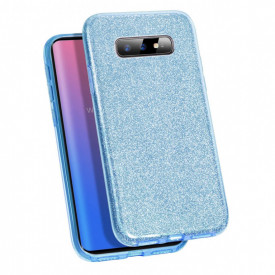 Husa Samsung Galaxy S10 Plus ultra slim din silicon, cu 3 straturi protective, Fashion, cu sclipici Glitter, Albastru - Img 2