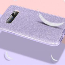 Husa Samsung Galaxy S10 ultra slim din silicon, cu 3 straturi protective, Fashion, cu sclipici Glitter, Mov - Img 4