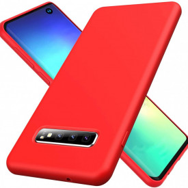 Husa Samsung Galaxy S10, ultra slim silicon si microfibra, Rosu
