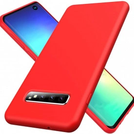 Husa Samsung Galaxy S10, ultra slim silicon si microfibra, Rosu