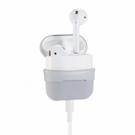 Husa suport cutiuta casti compatibila cu Airpods Apple Iphone, silicon Gri, 2 piese - Img 2