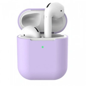 Husa suport cutiuta casti compatibila cu Airpods Apple Iphone, silicon Mov, 2 piese