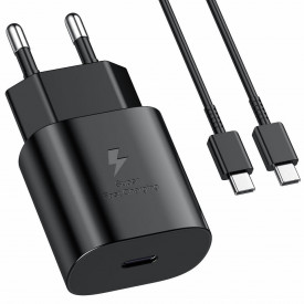 Incarcator Fast Charge 25W compatibil cu Samsung S20, S20 Ultra, S21 FE, S21, S22, S22 Plus S23, S23 Plus, S24, S24 Plus, S24 Ultra, S25, S25, Plus, si Cablu de date fast charge 1m Tip C, Type C