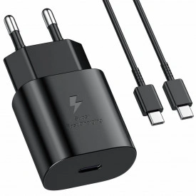 Incarcator Fast Charge 25W compatibil cu Samsung S20, S20 Ultra, S21 FE, S21, S22, S22 Plus S23, S23 Plus, S24, S24 Plus, S24 Ultra, S25, S25, Plus, si Cablu de date fast charge 1m Tip C, Type C
