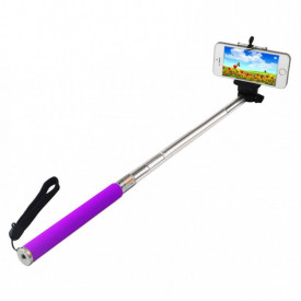 Selfie Stick MonoPod din Aluminiu, Bluetooth, cu telecomanda, 100cm, Universal, Mov, compatibil IOS si Android - Img 2