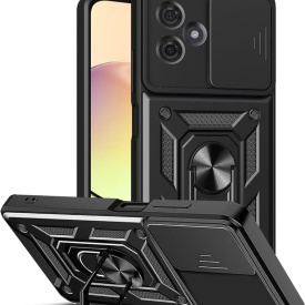 Husa antisoc Armor, compatibila cu Motorola Moto g54 Power, silicon si plastic, magnet inclus, inel prindere, stand pentru filme, Camera Slide, Negru - Img 2