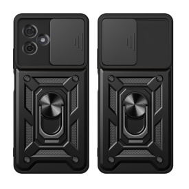 Husa antisoc Armor, compatibila cu Motorola Moto G84, silicon si plastic, magnet inclus, inel prindere, stand pentru filme, Camera Slide, Auriu - Img 3