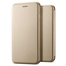 Husa compatibila cu Motorola Edge 40 Neo din piele ecologica, flip cover tip carte cu suport carduri, stand pentru video, Auriu - Img 3