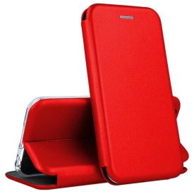 Husa compatibila cu Xiaomi Redmi Note 10 Pro din piele ecologica, flip cover tip carte cu suport carduri, stand pentru video, Rosu