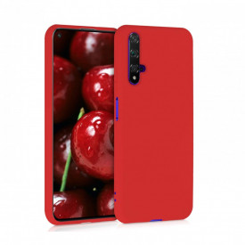 Husa Huawei Nova 5T, ultra slim, silicon Rosu, cu interior de catifea, protectie camera
