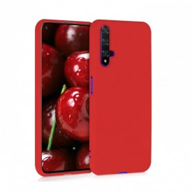 Husa Huawei Nova 5T, ultra slim, silicon Rosu, cu interior de catifea, protectie camera