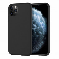 Husa iPhone 11 Pro, ultra slim silicon si microfibra Negru