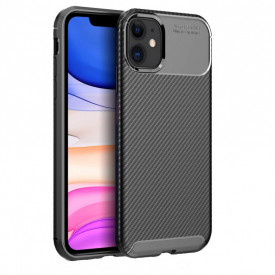 Husa iPhone 11 stil carbon, ultra slim, Negru, fashion look
