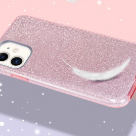 Husa iPhone 11 ultra slim din silicon, Fashion, cu sclipici Glitter, Roz - Img 2