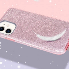 Husa iPhone 11 ultra slim din silicon, Fashion, cu sclipici Glitter, Roz - Img 2