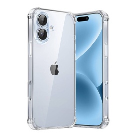Husă iPhone 16 transparentă slim – antisoc, colțuri întărite, protecție discretă