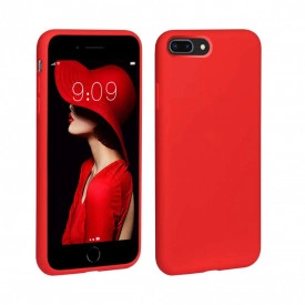 Husa iPhone 7 Plus / iPhone 8 Plus, ultra slim silicon, interior din catifea, Rosu