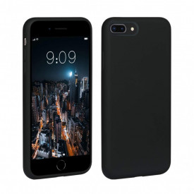 Husa iPhone 7 Plus / iPhone 8 Plus, ultra slim silicon, interior din catifea, Negru