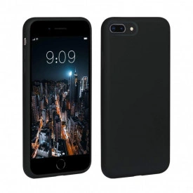 Husa iPhone 7 Plus / iPhone 8 Plus, ultra slim silicon, interior din catifea, Negru
