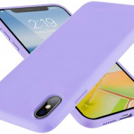 Husa iPhone XS Max, ultra slim, silicon, cu interiorul din material textil, Mov - Img 3