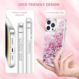 husa apa sclipici iphone 13 pro roz planetphone
